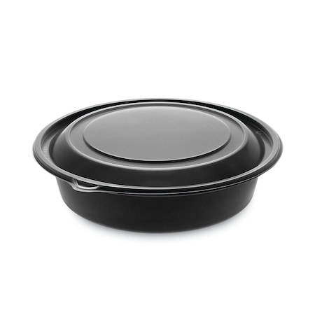 Pactiv Evergreen EarthChoice MealMaster Bowls with Lids, 32 oz, 8" dia x 2.12" h, 1-Compartment, Black/Clear, PK250 0CN8083200BL